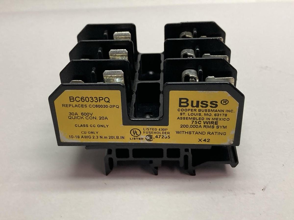 Used Buss,BC6033PQ,Fuse Holder 30A 600V