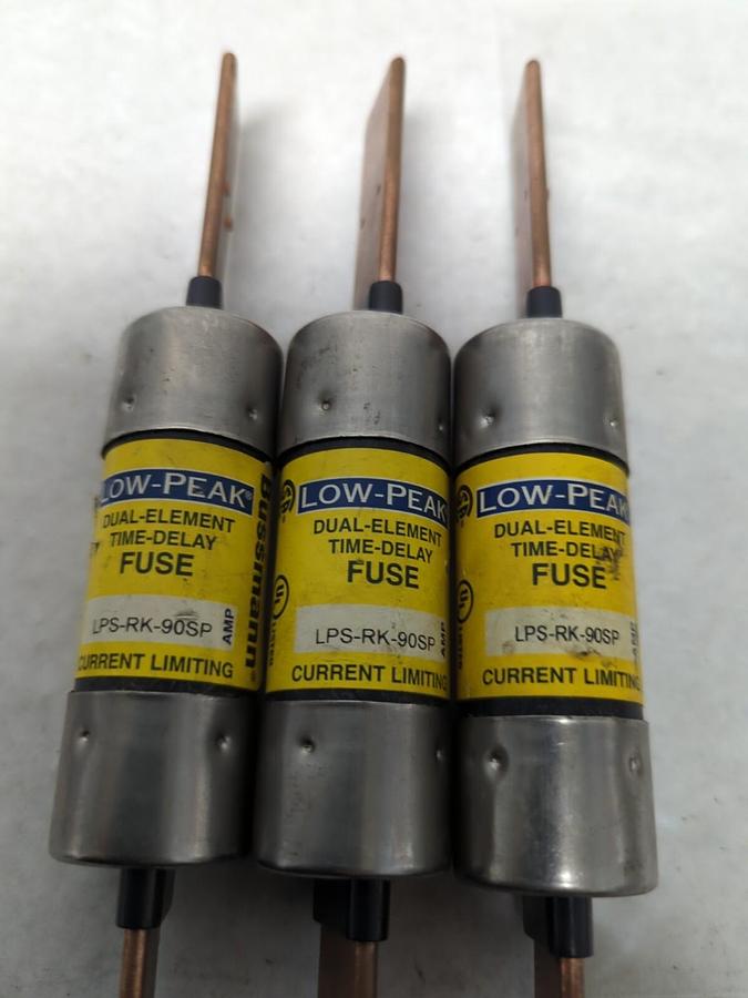 Used COOPER BUSSMANN,LPS-RK-90SP,LOW-PEAK 90 AMP FUSE LOT OF 3 PRE-OWNED