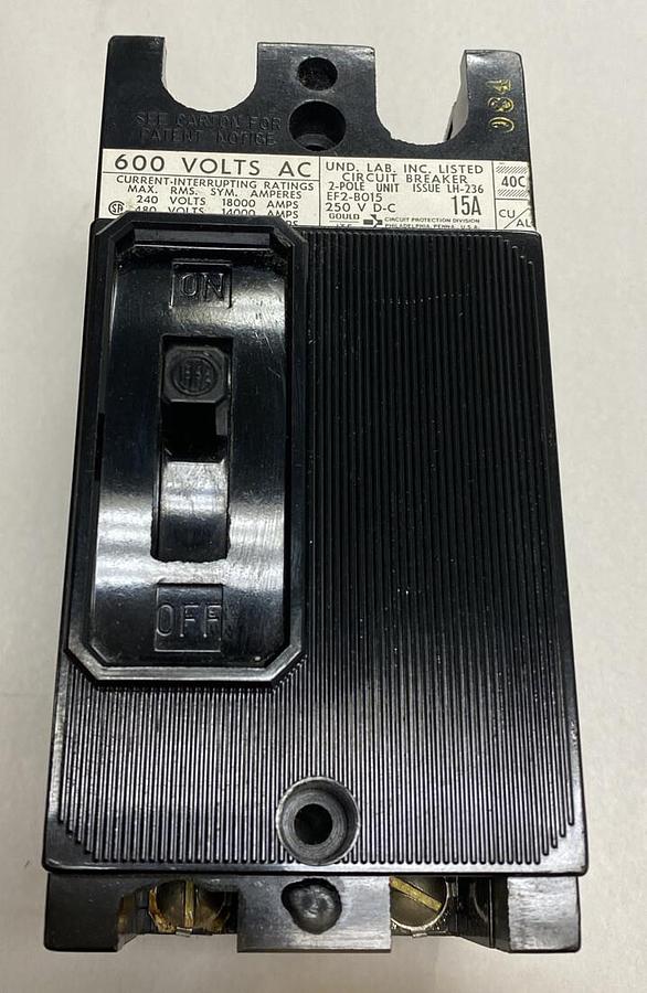 Gould,EF2-BQ15,Circuit Breaker 15Amp 600V 2 Pole New In Box