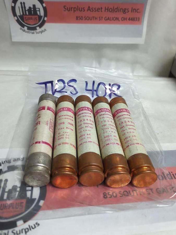 Used GOULD SHAWMUT,TRS40R,TRI-ONIC FUSE 40 AMP LOT OF 6 PRE-OWNED