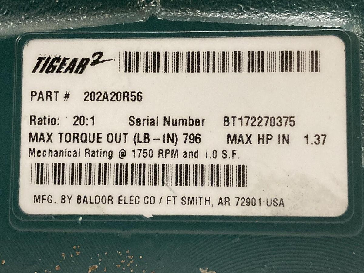 Dodge Tigear,2 202A20R56,Gear Speed Reducer Ratio20:1 HP1.37 RPM1750