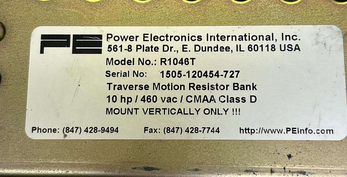 Used POWER ELECTRONICS,R1046T,TRAVERSE MOTION RESISTOR BANK