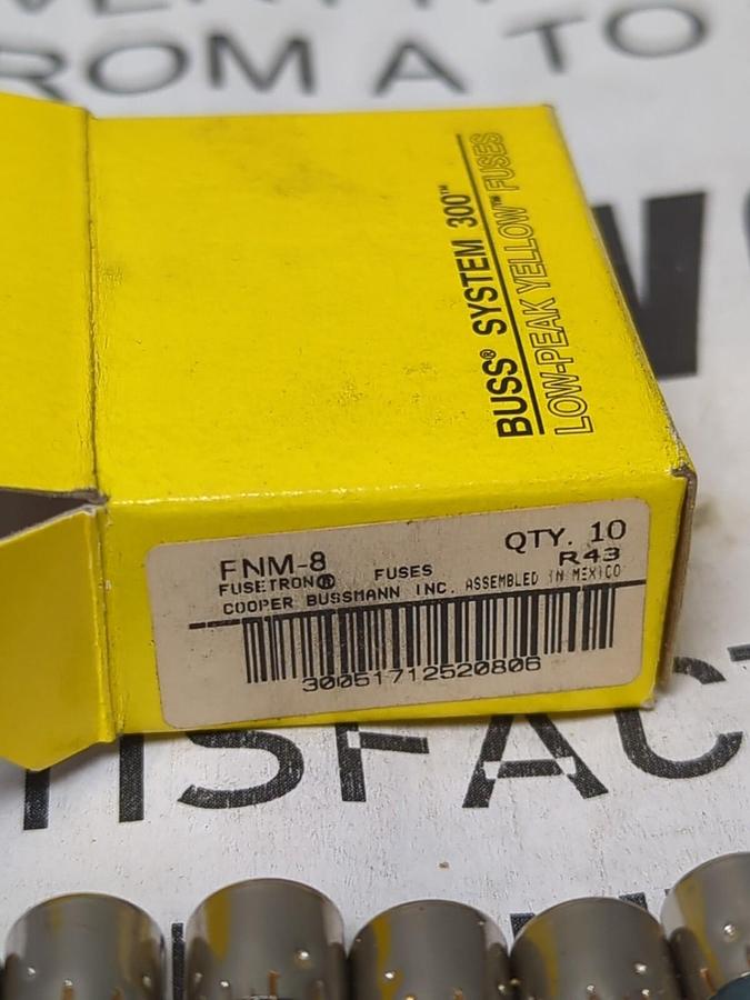 COOPER BUSSMANN,FNM-8,FUSETRON 8 AMP FUSES BOX OF 10 NEW