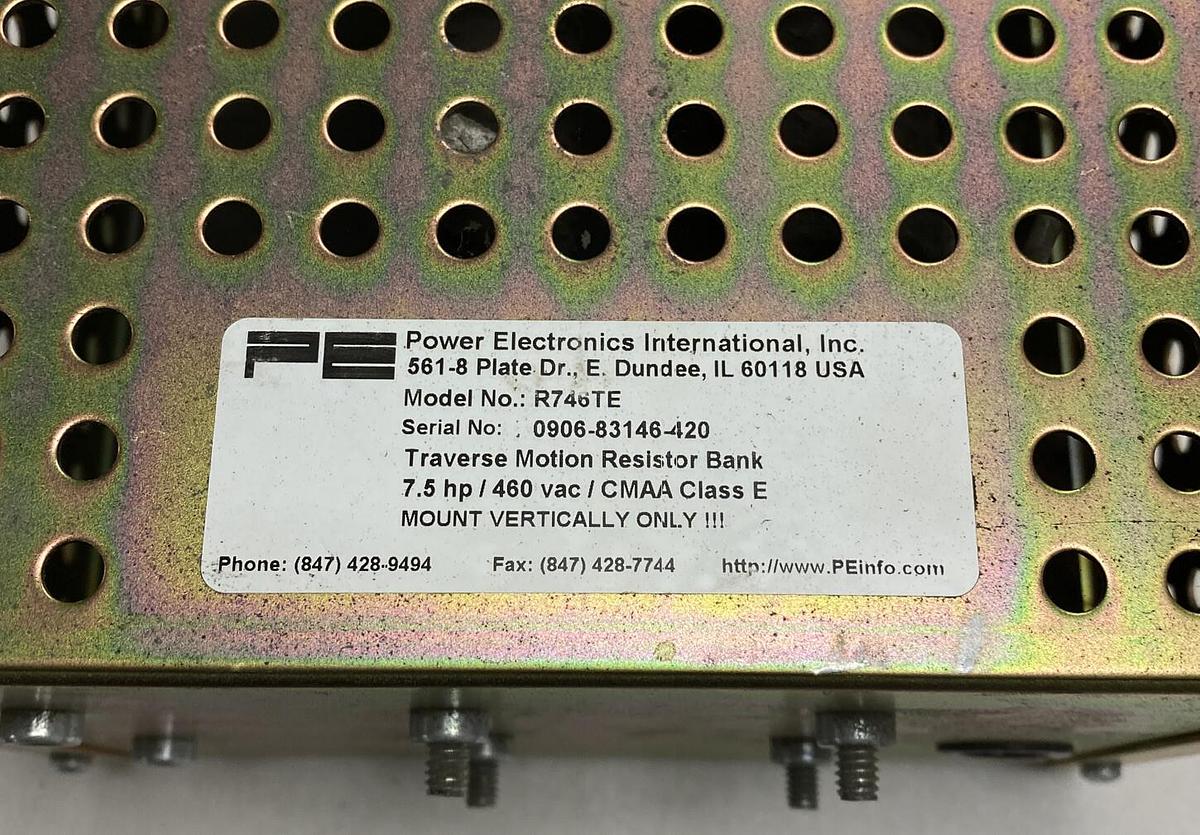 Used Power Electronics,R746TE,Traverse Motion Resistor Bank Hoist Crane 7.5Hp 460VAC
