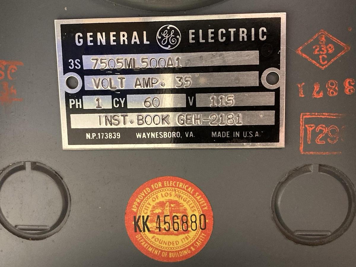 Used GE,7505ML500A1,1-Phase Modulated Solid State Lamp 35A 115V 60Cy