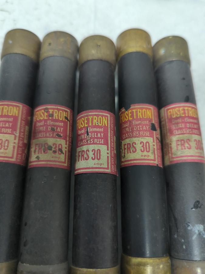 Used COOPER BUSSMANN,FRS-30,FUSETRON 30 AMP FUSE LOT OF 5 PRE-OWNED