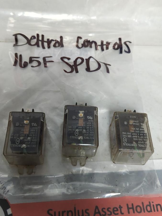 Used DELTROL CONTROLS,165F SPDT,RELAY 5 AMP LOT OF 3 PRE-OWNED
