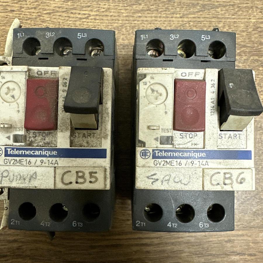 Used Telemecanique,GV2ME16,Motor Protector Switch LOT of 2