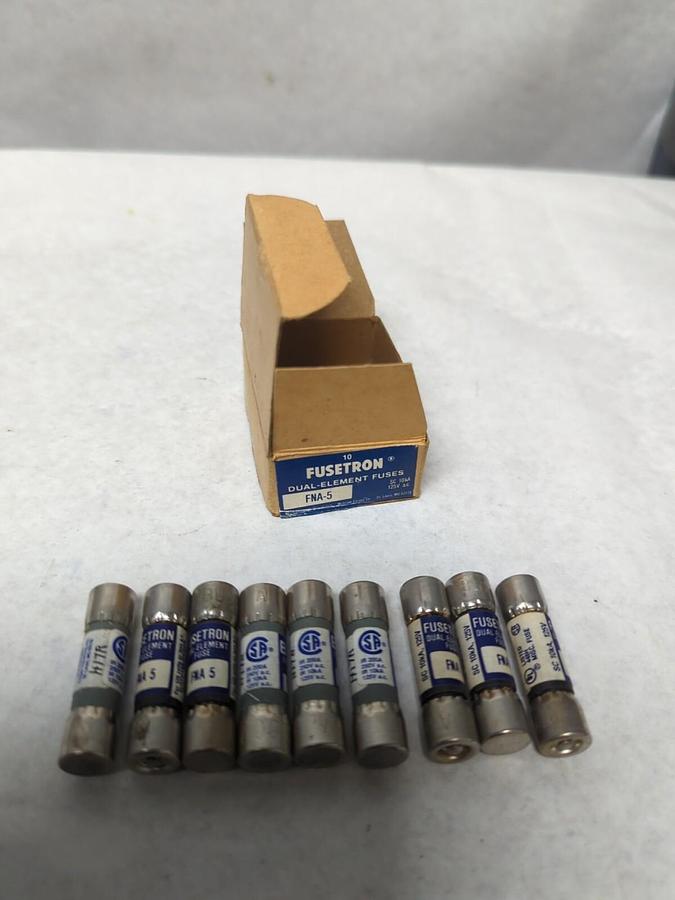 COOPER BUSSMANN,FNA-5,FUSETRON 5 AMP FUSES BOX OF 9 NOS