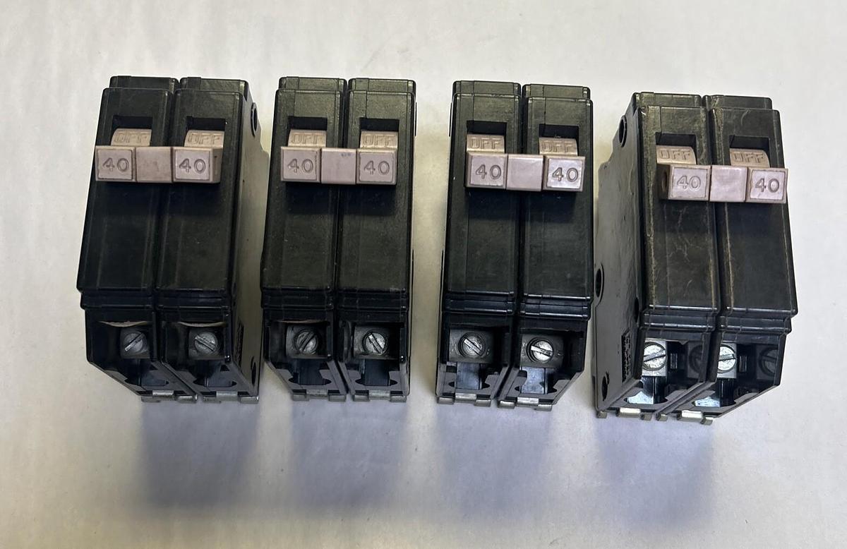 Used CUTLER-HAMMER,CH240,CIRCUIT BREAKER 40A 120/240V 2P LOT OF 4