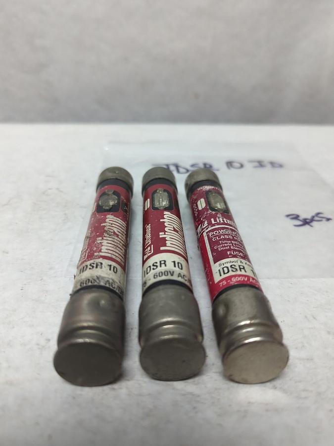 Used LITTELFUSE,IDSR10 ID,INSICATOR 10 AMP FUSE LOT OF 3 PRE-OWNED