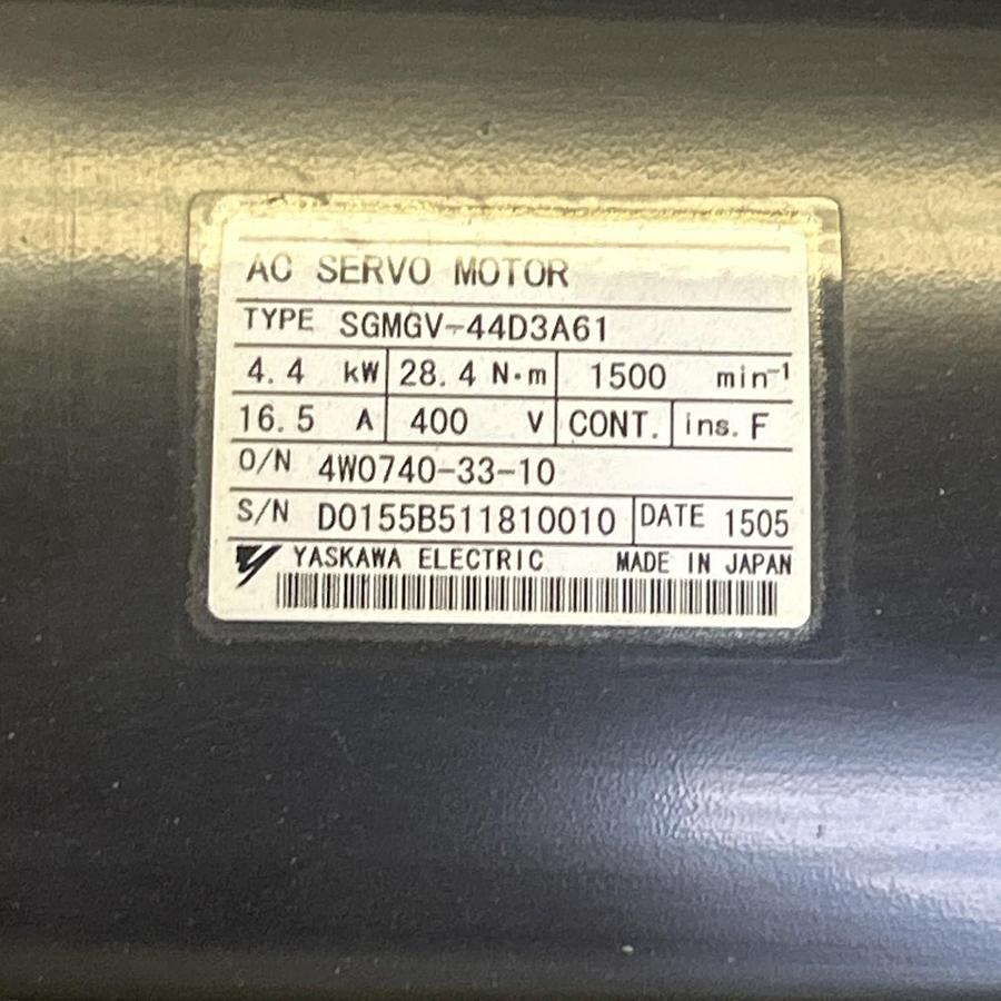 Used YASKAWA,SGMGV-44D3A61,AC SERVO MOTOR 4.4KW 16.5A 400V