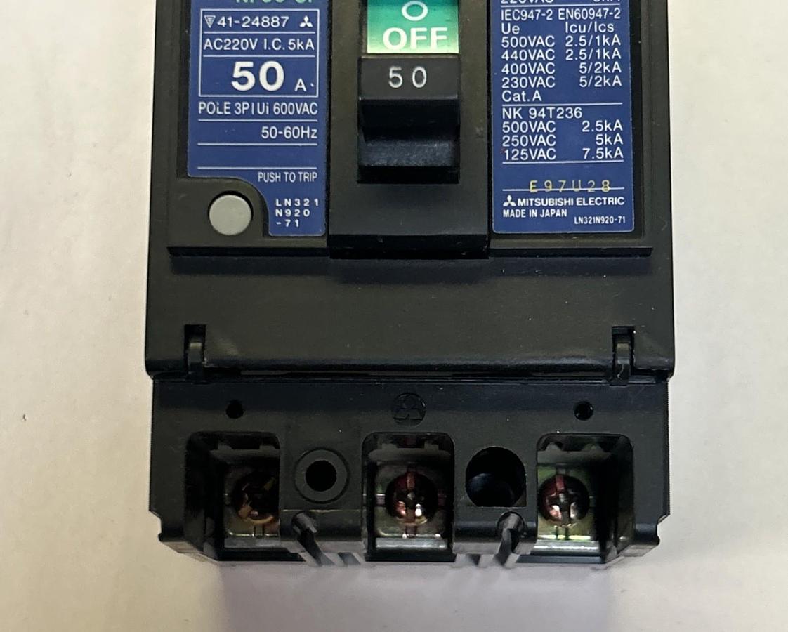 Used MITSUBISHI,NF50-CP,NO FUSE BREAKER 50A 600V 3P
