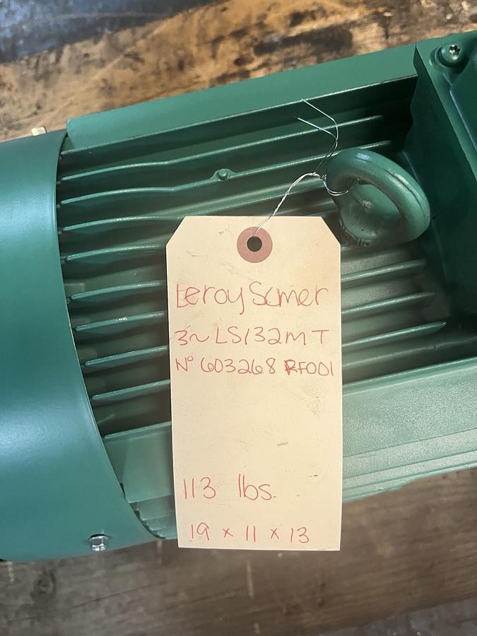 Used LEROY SOMER,LS132MT,MOTOR 15HP 3480RPM 3PH MOTOR