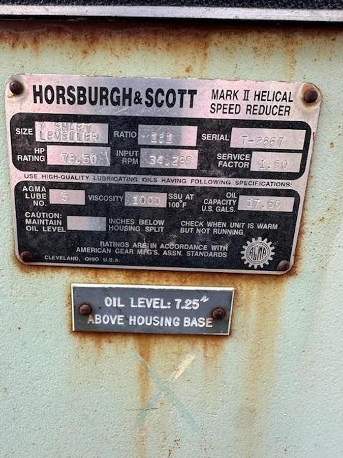 Used Horsburgh & Scott,Mark 2 Helical Speed Reducer,1:1 Ratio 73.5HP