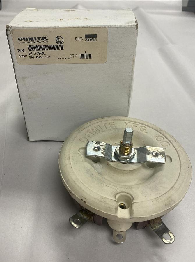 OHMITE,RLS500E,RHEOSTAT WIREWOUND 500 OHM 150 W NOS