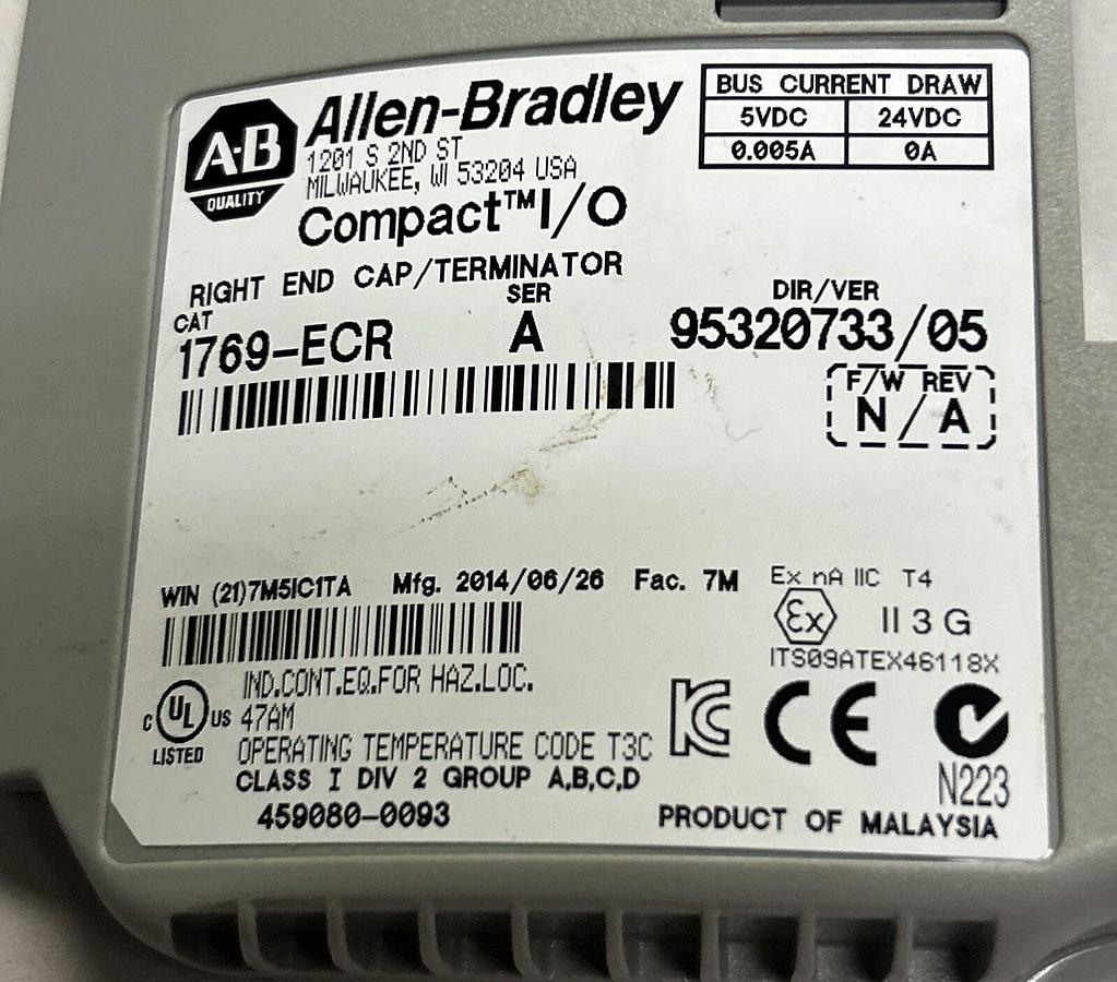 Used ALLEN BRADLEY,1769-ECR,RIGHT END CAP