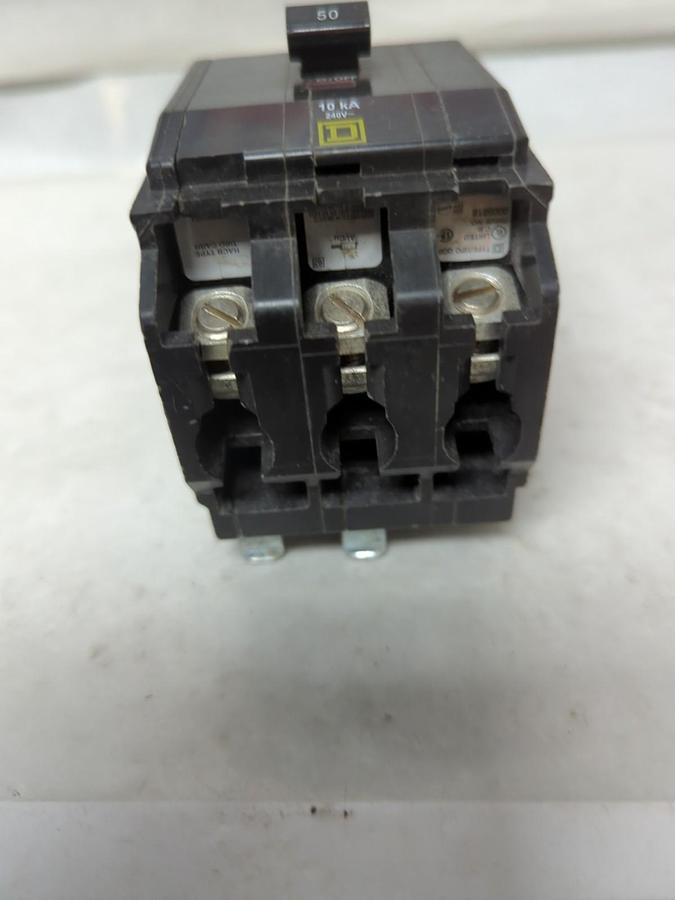 Used SQUARE D,QOB50,CIRCUIT BREAKER 50 AMP 3-POLE PRE-OWNED
