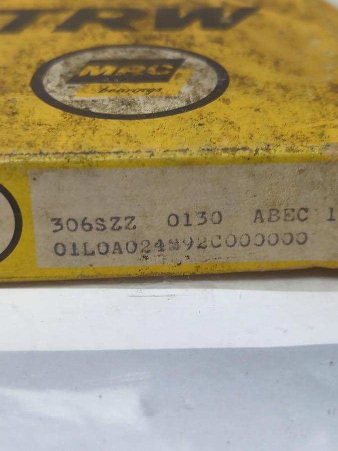 TRW/MRC,306SZZ,DOUBLE RUBBER SEALED BALL BEARING NOS