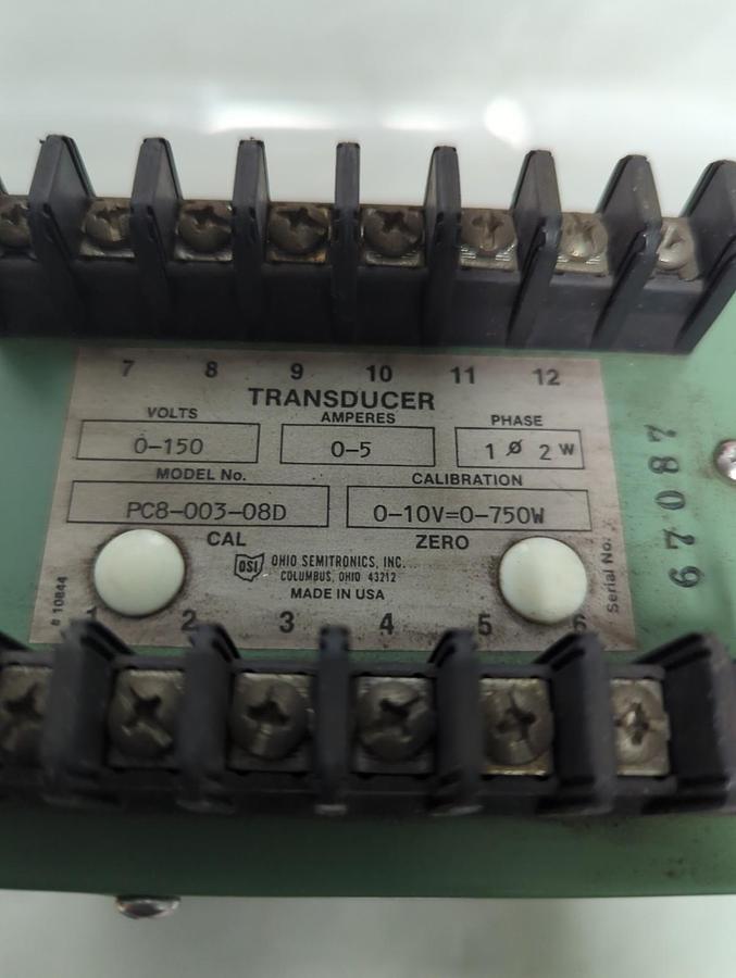 Used OHIO SEMITRONICS,PC8-003-08D,TRANSDUCER 0-150V 0-5 AMPERES PRE-OWNED