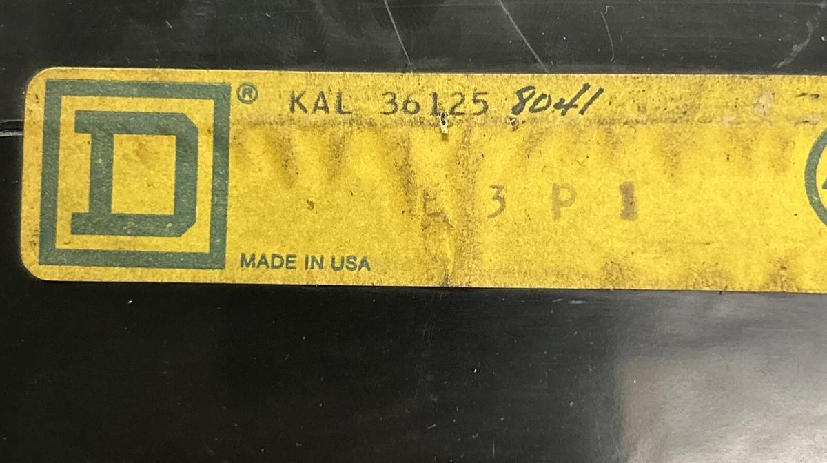 Used SQUARE D,KAL36125,CIRCUIT BREAKER 125A 600V 3P