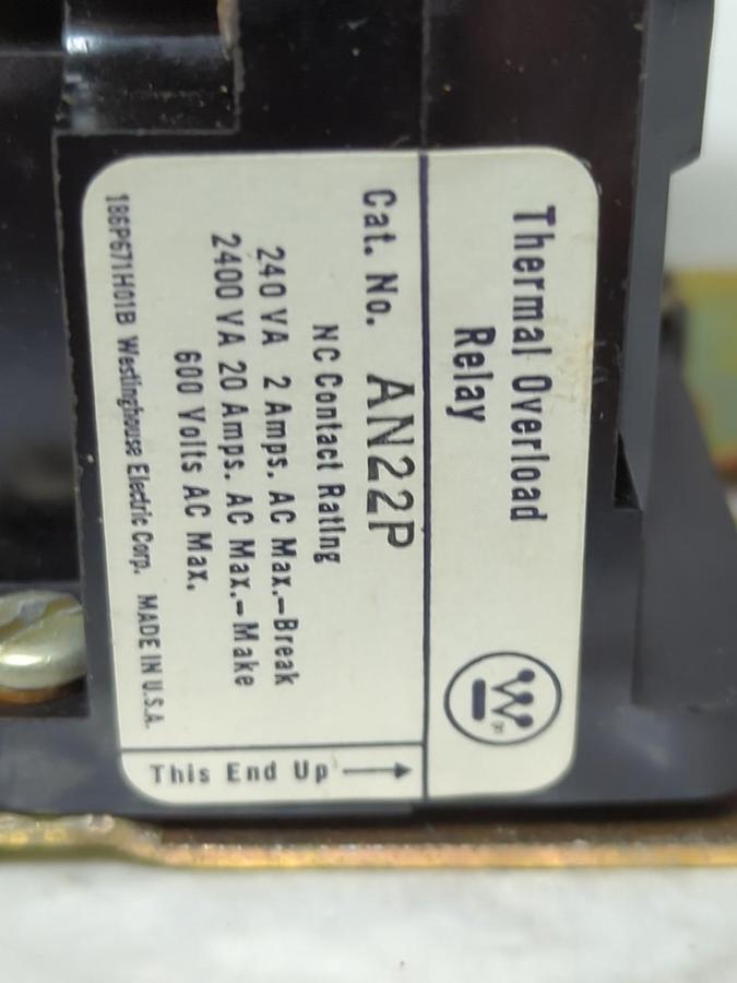WESTINGHOUSE,AN22P,THERMAL OVERLOAD RELAY 3-POLE 240 VA NOS