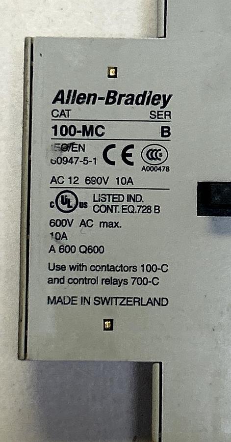 Used ALLEN BRADLEY,100-MC,AUXILIARY CONTACT BLOCK