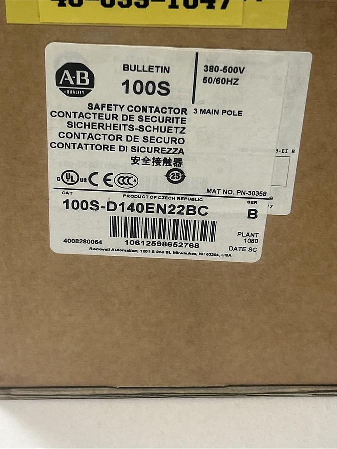 Used ALLEN BRADLEY,100S-D140EN22BC,SAFETY CONTACTOR NEW