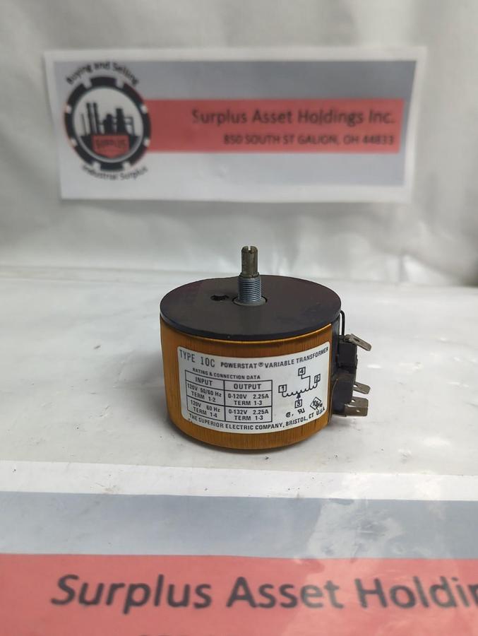 Used SUPERIOR ELECTRIC,TYPE 10C,POWERSTAT VARIABLE TRANSFORMER 120V 50/60HZ