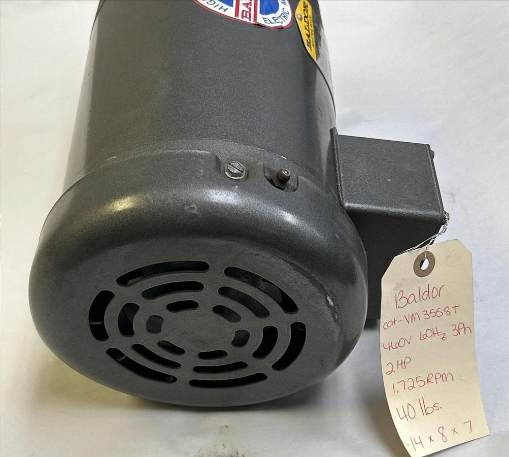 Used BALDOR,VM3558T,MOTOR 2HP 1725RPM 208-230/460V 3PH 145TC FRAME