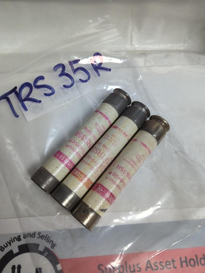 Used GOULD SHAWMUT,TRS35R,TRI-ONIC 35 AMP FUSE LOT OF 3 PRE-OWNED