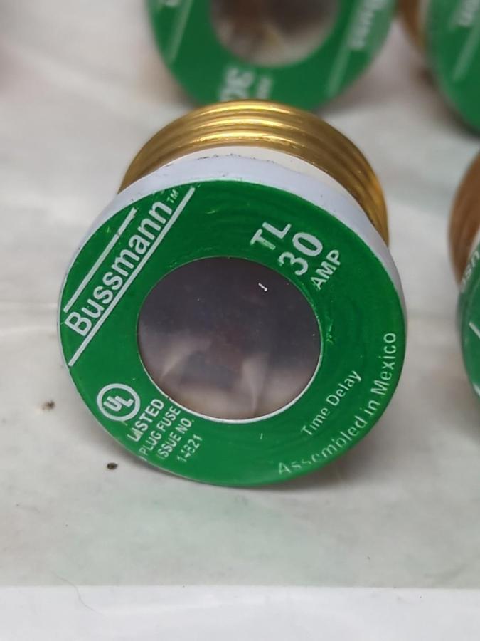 COOPER BUSSMANN,TL-30,TIME-DELAY PLUG IN 30 AMP FUSE LOT OF 6