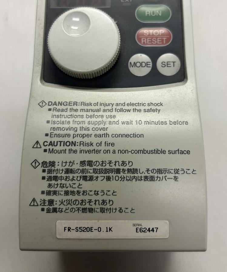 Used MITSUBISHI,FR-S520E-0.1K,INVERTER DRIVE 01.KW