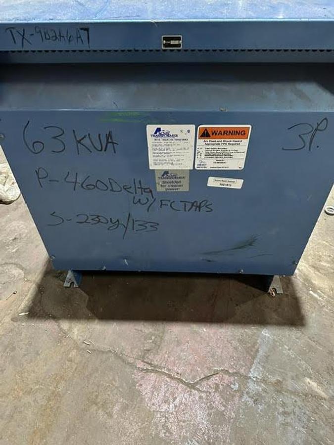Used Acme,DTGA-063-4S,63 KVA Transformer HV 460 Delta- LV 230Y/133V 3PH