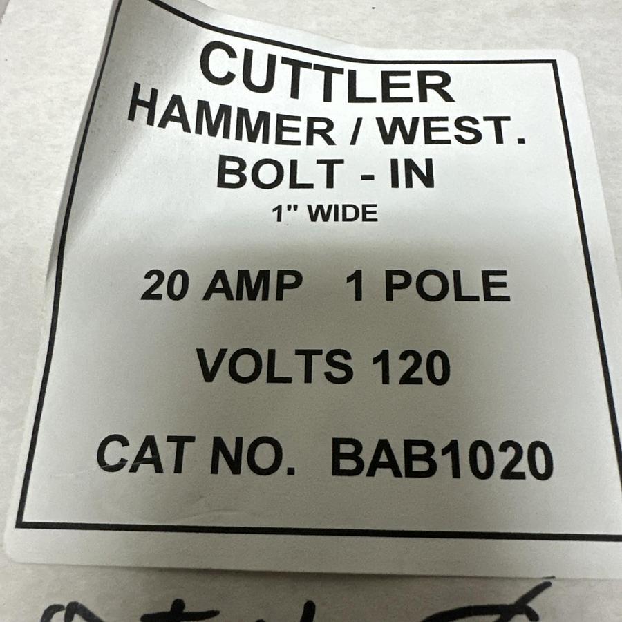 Used Cutler-Hammer,BAB1020,20AMP Single Pole 120VAC Circuit Breaker LOT of 8