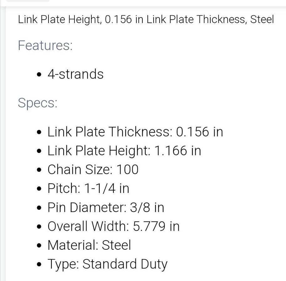 Used MORSE,127992 100-4 O/L,OFFSET CHAIN LINK NEW