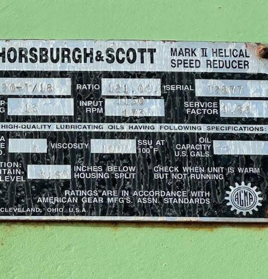 Used Horsburgh & Scott,Mark II Helical Speed Reducer 121:1 Ratio 15HP