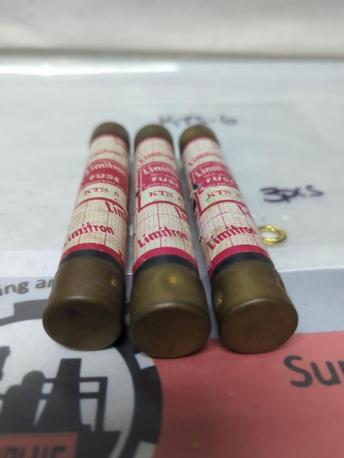 Used COOPER BUSSMANN,KTS6,LIMITRON 6 AMP FUSE LOT OF 3 PRE-OWNED
