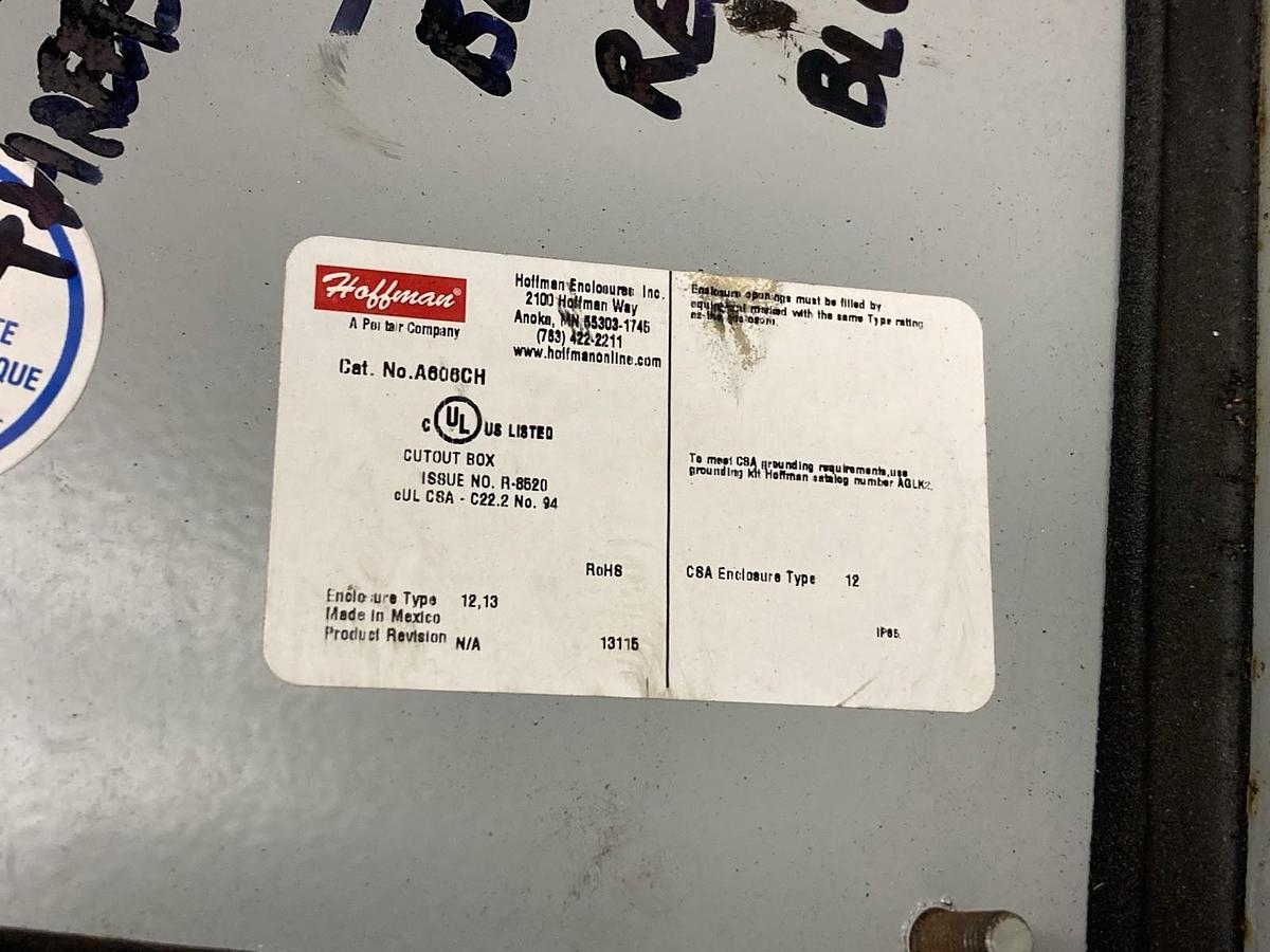 Used Hoffman,A606CH,Junction Box Enclosure Clams Hinge Gray Steel Type 12