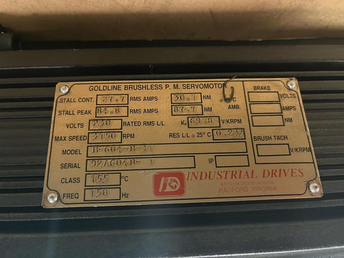 Used KOLLMORGEN,B-604-B-31,AC BRUSHLESS GOLDLINE SERVO MOTOR