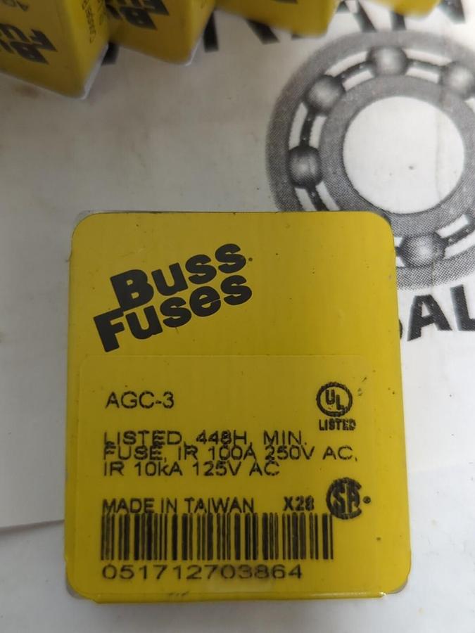 COOPER BUSSMANN,AGC-3,GLASS TUBE FUSES BOX OF 50 NEW