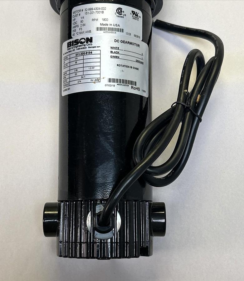 BISON,011-300-9194,DC GEAR MOTOR 1/4 HP 53 RPM 34:1 GEAR RATIO NOS