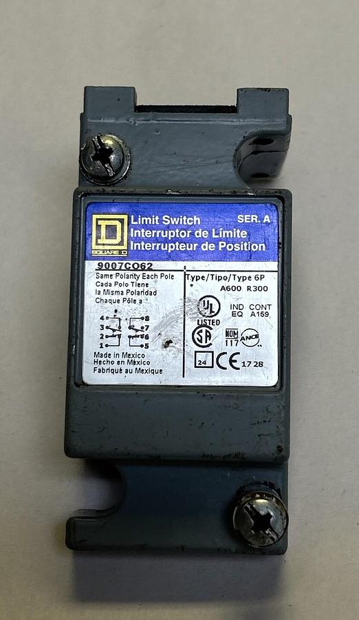 Used SQUARE D,9007C062,LIMIT SWITCH BODY ONLY