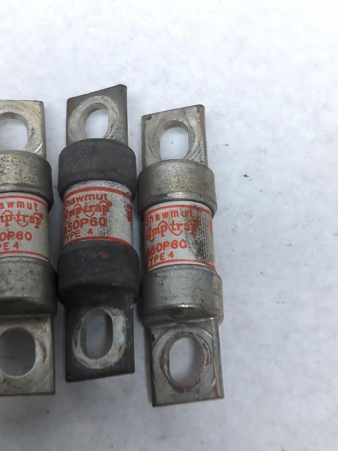 Used GOULD SHAWMUT,A50P60,AMP-TRAP 60 AMP FUSE LOT OF 3 PRE-OWNED