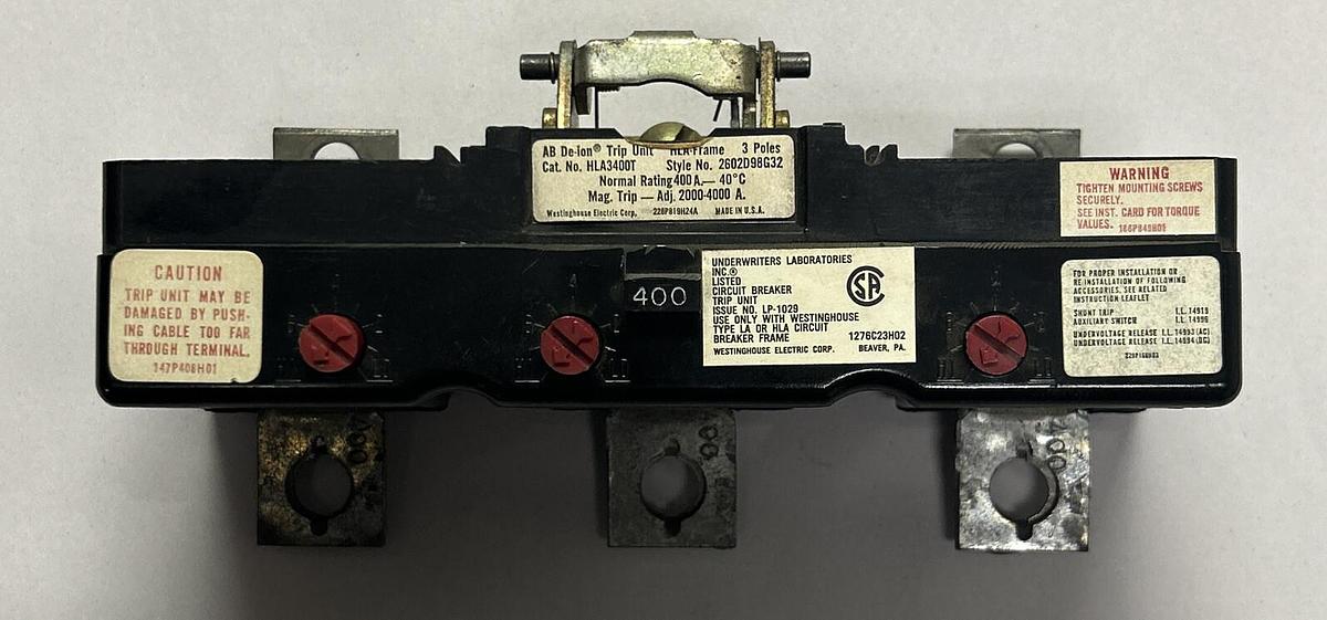 Used WESTINGHOUSE,HLA3500T,CIRCUIT BREAKER TRIP DEVICE 500AMP REFURBISHED