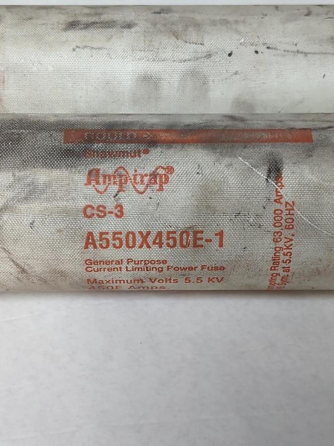 Used GOULD SHAWMUT,A550X45E-1,DOUBLE BARREL 450E AMP POWER FUSE PRE-OWNED