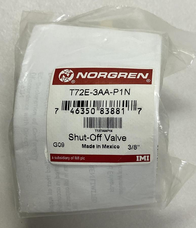 Used NORGREN,T72E-3AA,P1N SHUT-OFF VALVE 3/8 INCH NEW