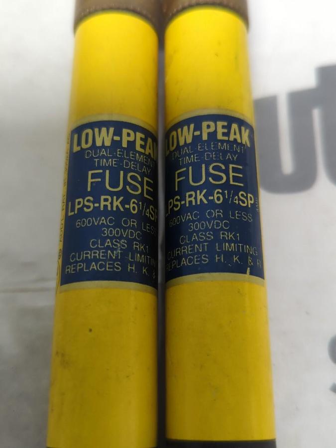 COOPER BUSSMANN,LPS-RK-6-1/4SP,LOW-PEAK 6-1/4 AMP FUSE LOT OF 2 NOS