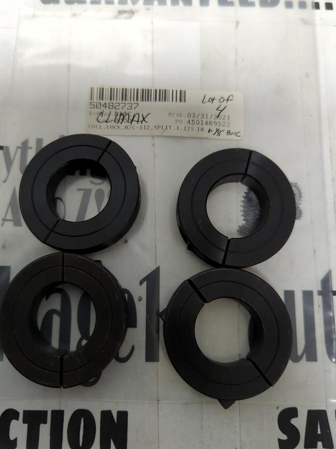 CLIMAX,H2C-112,2 PIECE SHAFT/CLAMP COLLAR 1-1/8 INCH BORE LOT OF 4 NOS