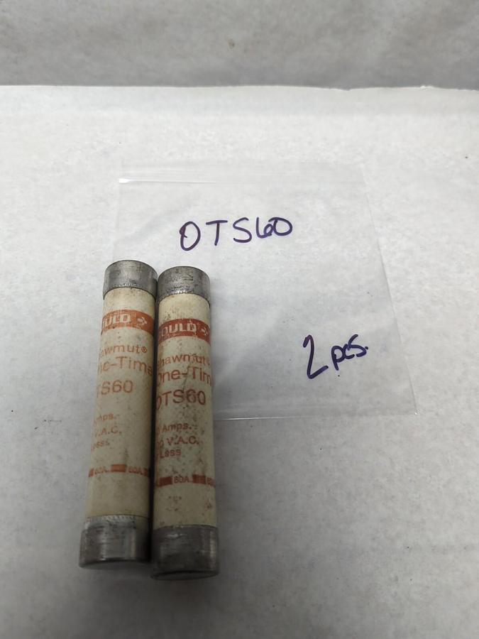 Used GOULD SHAWMUT,OTS60,ONE-TIME 60 AMP FUSE LOT OF 2 PRE-OWNED